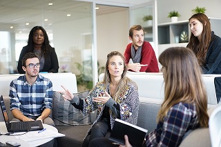people, woman, workplace, communicate